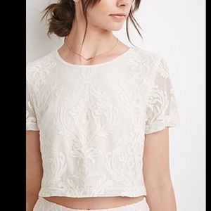 NWT mesh lace overlay crop top